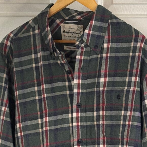 Original Weatherproof Vintage Long-sleeve Button-down Flannel in Green and Red - Picture 1 of 4